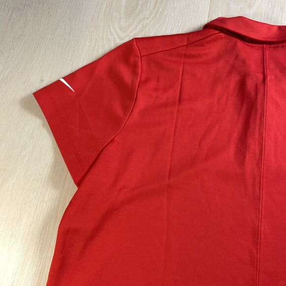 Nike Golf Polo Women's Large Red Dri-Fit Shirt Golfing Attire Sleeve Swoosh Dri - Picture 14 of 15
